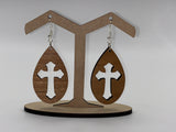 Tear Drop Fancy Cross Cut out Earrings