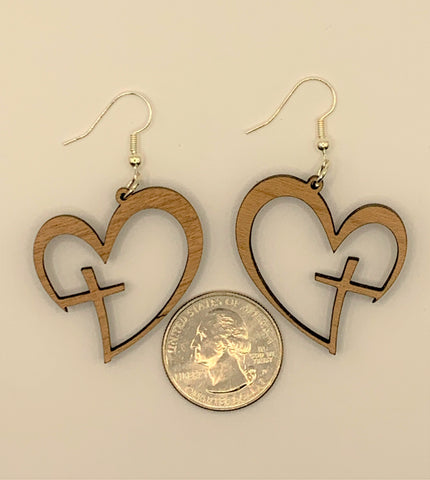 Cross within Heart Earrings