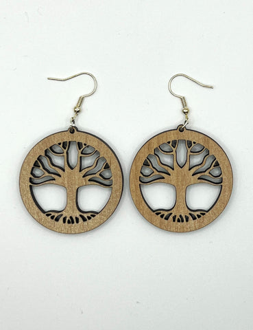 Wooden Tree of Life Earrings