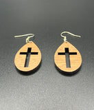 Tear Drop Plain Cross Cut out Earrings